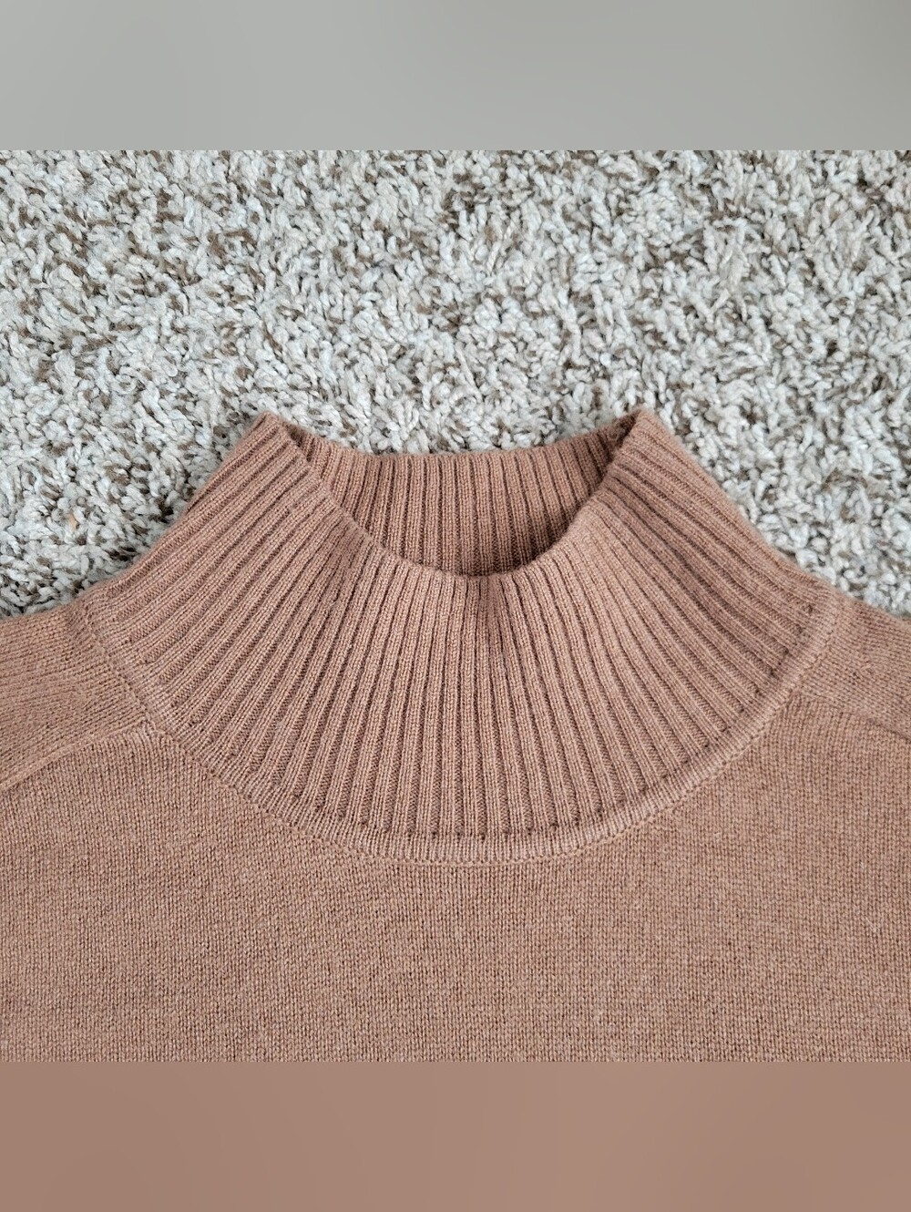 Aritzia Babaton Wool Cashmere Sweater Brown Tan Turtleneck Mock Neck Small - Picture 3 of 7